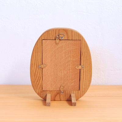 まるい写真立て 掛け置き兼用・L版サイズ・縦置き【クリ材使用】【大鹿野工房】【89-10】