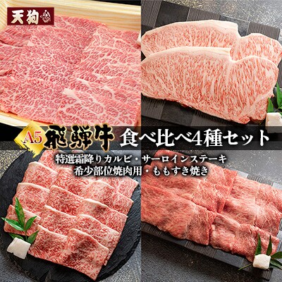 飛騨牛 A5 食べ比べ4種セット【冷凍 真空】牛肉 霜降り しもふり ステーキ【11-83】