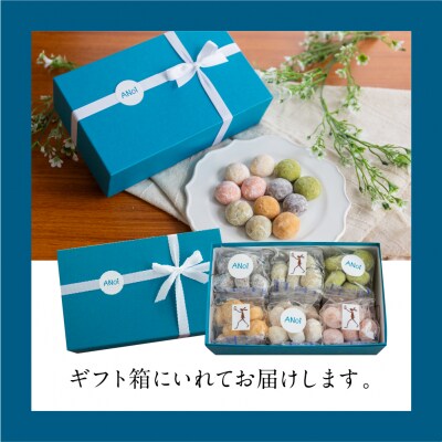 ANoi スノーボール 6種セット 10個×6種(プレーン、ココア、抹茶、イチゴ、きな粉【55-5】