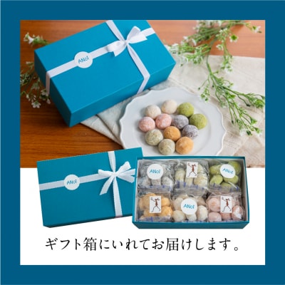ANoi スノーボール 6種セット 10個×6種(プレーン、ココア、抹茶、イチゴ、きな粉【55-5】