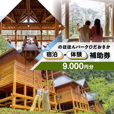 【のほほんパークひだおさか】宿泊・体験補助券(9,000円分)キャンプ 体験【a030-3】