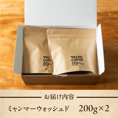 スペシャルティコーヒー豆  ミャンマーウォッシュド 200g×2【102-4】