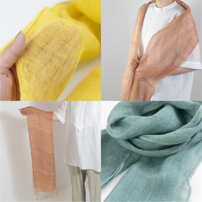 【スカイブルー】草木染ヘンプストール【ギフト包装】ストール プレゼント ギフト【77-4【3】】