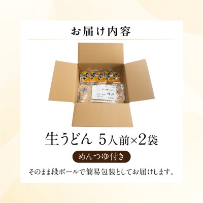 【訳あり】簡易包装 生うどん 5人前×2袋 めんつゆ付き 10食セット【丸中製麺所】【29-10】