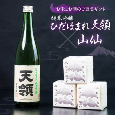 純米吟醸ひだほまれ 720ml 1本・山仙キューブ米300g×3個セット【2-49】