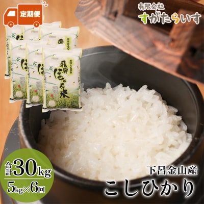 令和7年産米【定期便】こしひかり 5kg×6回 すがたらいす 下呂市 米【51-Y】