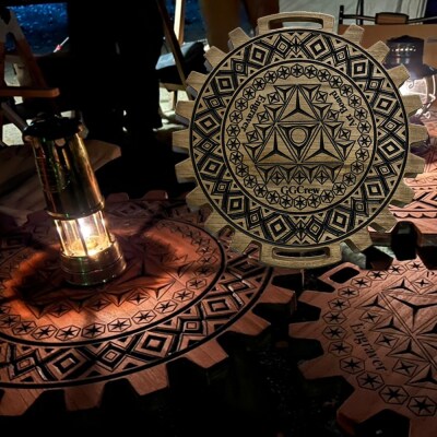 【チーク】ミドルテーブル Deepshadow 机 彫刻 キャンプ 専用袋付き【93-7【2】】