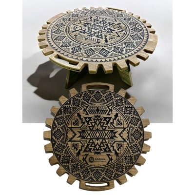 【チーク】スプリットテーブル　Signum シグナム 机 彫刻 キャンプ【93-8【2】】