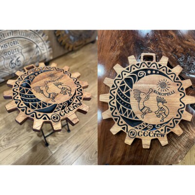 【チーク】サイドテーブル Kokopelli(1台)机 テーブル 彫刻【93-12【2】】