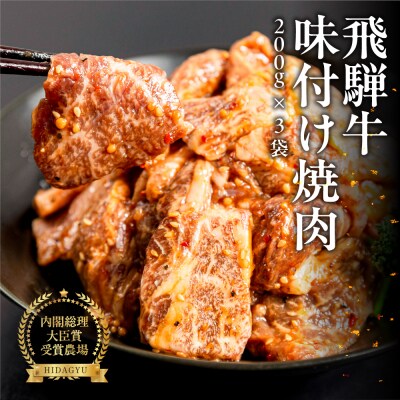 【焼くだけ簡単】飛騨牛 特製味付け焼肉 200g×3袋【22-49】