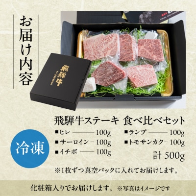 飛騨牛 希少部位食 5種 食べ比べステーキセット(各100g)計500g【22-51】