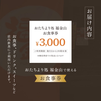 【福金山】食事券(3,000円分)補助券 飛騨金山【a038-1】