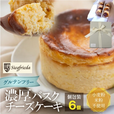 【グルテンフリー】バスクチーズケーキ 個包装 6個(6cm×4cm)【冷凍発送】【32-9】