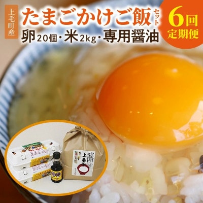 【毎月定期便】たまごかけご飯セット(卵20個・米2kg・専用醤油)全6回