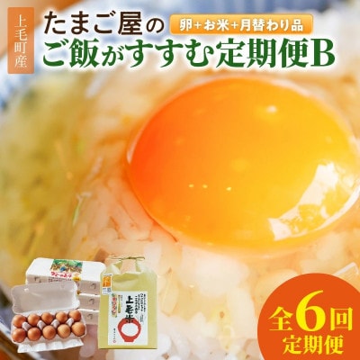 【毎月定期便】たまご屋の「ご飯がすすむ定期便B」(卵40個・米3kg・月替わり品)全6回