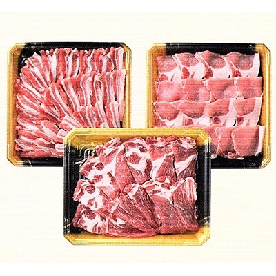 お米育ちの錦雲豚ギフト(焼肉用1kg)とハム類のセット