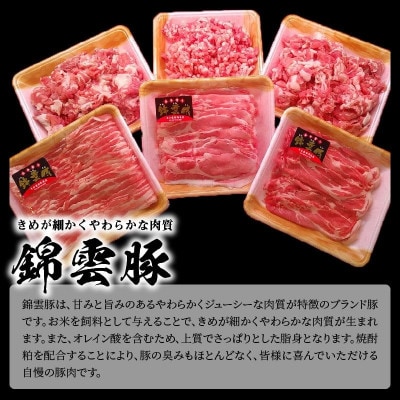【ブランド豚肉】お米育ちの錦雲豚　ご自宅用2.3kgセット