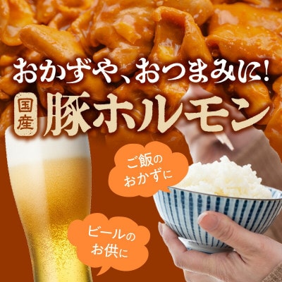 【九州産麦味噌使用】国産豚ホルモンのタレ漬け 1kg(500g×2)　柚子胡椒&一味唐辛子付き