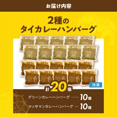 2種のタイカレーのハンバーグ20個(グリーン 10個&マッサマン 10個)