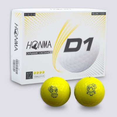 HONMA D1 イエロー ゴルフボール1ダース コスミー&チェリー姉妹