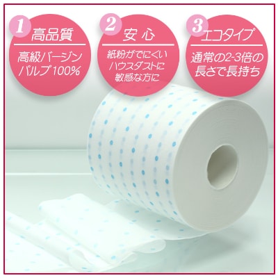 【4ケースセット】3倍長持ち トイレットペーパー サンハニー(水玉ブルー柄)【AA010】