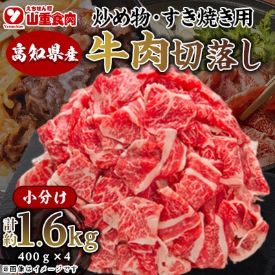 高知県産　牛肉切落し 炒め物・すき焼き用(400g×4)【AP038】