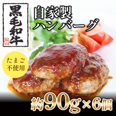 山重食肉特製　手作り黒毛和牛ハンバーグ　約90g×6個【AP080】