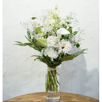 【毎月定期便】生花花束 お供えM 初回花瓶付【CG004】全3回