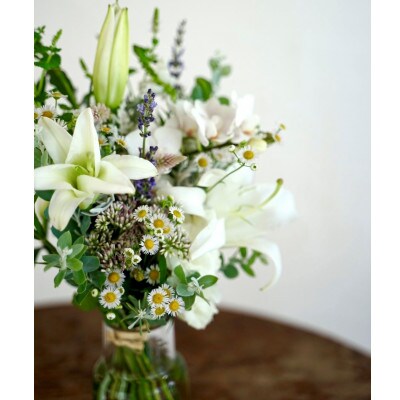 【毎月定期便】生花花束 お供えM 初回花瓶付【CG004】全3回