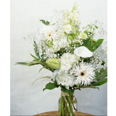 【毎月定期便】生花花束 お供えM 初回花瓶付【CG003】全6回