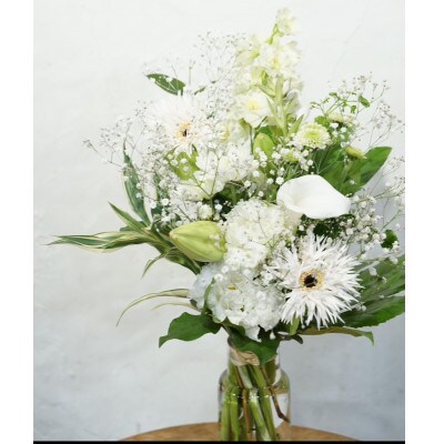 【毎月定期便】生花花束 お供えM 初回花瓶付【CG002】全12回