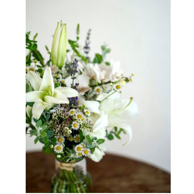 【毎月定期便】生花花束 お供えM 初回花瓶付【CG002】全12回