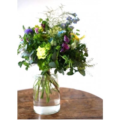 【毎月定期便】生花ナチュラル花束 ブーケ初回花瓶付【CG018】全12回