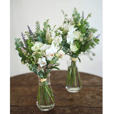 【毎月定期便】季節のおすすめ生花花束一対 供花 初回花瓶付【CG032】全3回