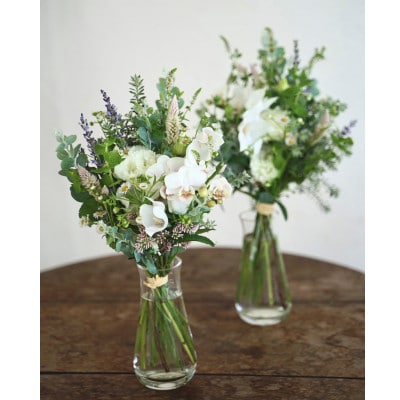【毎月定期便】季節のおすすめ生花花束一対 供花 初回花瓶付【CG030】全12回