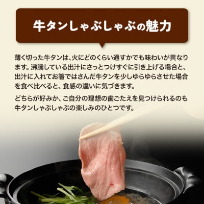 国産牛タン　希少部位　しゃぶしゃぶ用　塩味　500g　3～4人前