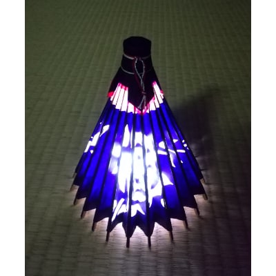 「切継模様和紙張ランプシェード(小、紺色、薔薇)」和傘の材料と製法の手作り