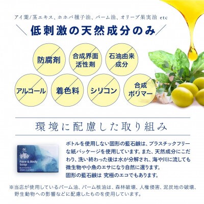【お試しサイズ】藍石鹸　aiナチュラルフェイス&ボディソープ20g　1個