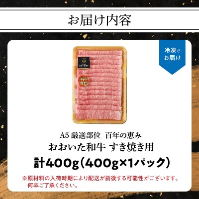 百年の恵み　おおいた和牛A5　すき焼用【厳選部位】約400g_A01099