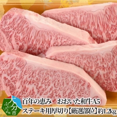 百年の恵み　おおいた和牛A5　ステーキ用厚切り【厳選部位】約1.2kg_A01105