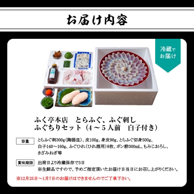 ふく亭　本店　とらふぐ　ふぐ刺し　ふぐちりセット(4～5人前　白子付き)_E05010