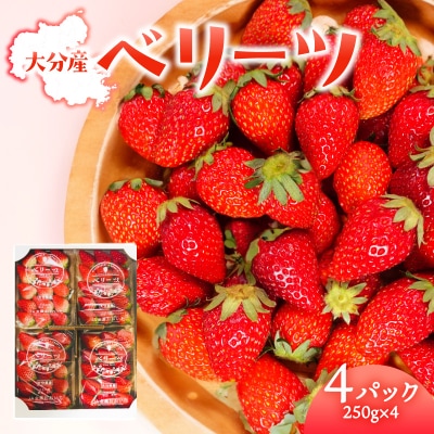 【先行受付※2026年2月下旬より発送開始】大分県ブランドいちご「ベリーツ」4パック_C07010
