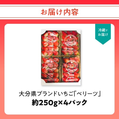 【先行受付※2026年2月下旬より発送開始】大分県ブランドいちご「ベリーツ」4パック_C07010