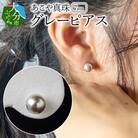 あこや本真珠グレーピアス 7mm珠ピアス 14金ホワイトゴールド_R14106