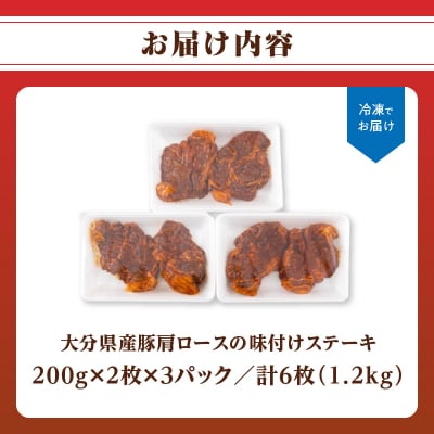 大分県産豚肩ロースの味付けポークステーキ1.2kg_A02020