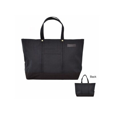 肩かけOK　ポケット・キーフック付きの大容量トート /国産4号帆布(ブラック)_T03047_1