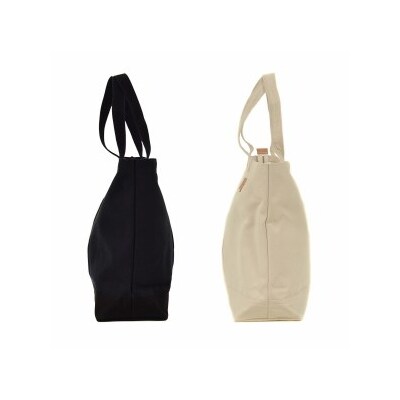 肩かけOK　ポケット・キーフック付きの大容量トート /国産4号帆布(ブラック)_T03047_1