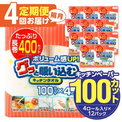 キッチンタオル100カット(4ロール×12パック)4回お届け定期便_T10045