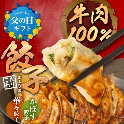 【父の日ギフト】牛肉100%の餃子 華永の華々餃子×かぼす餃子≪6月21日お届け≫_A07004-C