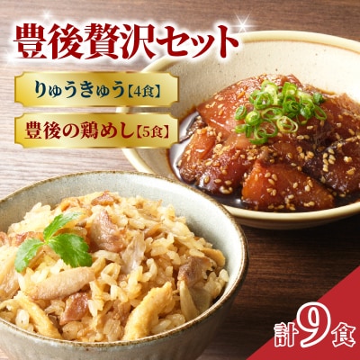 【お中元ギフト】豊後贅沢セット 豊後水道の朝獲れりゅうきゅう4食 豊後の鶏めし5食_E22031-S
